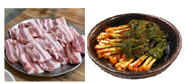 삼겹살과 파김치